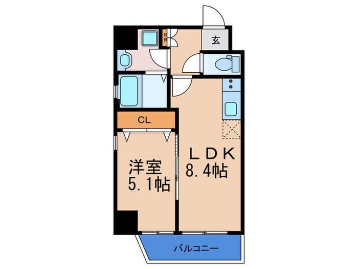 フォレスト西九条(1LDK/8階)の間取り写真