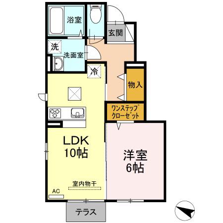 ＪＲ山陽本線 寺家駅 徒歩9分 2階建 築9年(1LDK/1階)の間取り写真