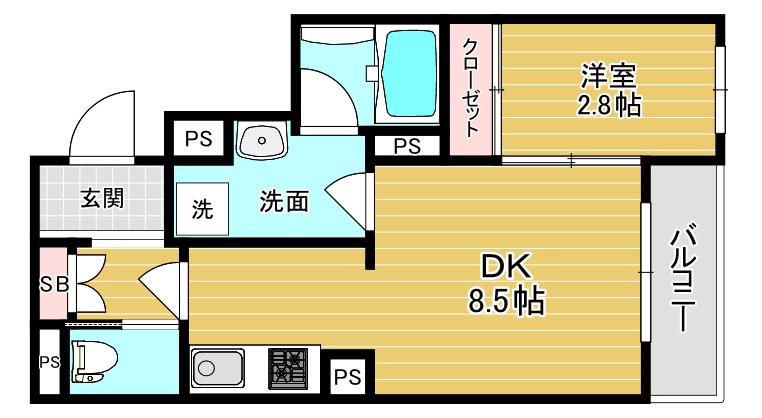シャーメゾンAMA ウエスト(1DK/2階)の間取り写真
