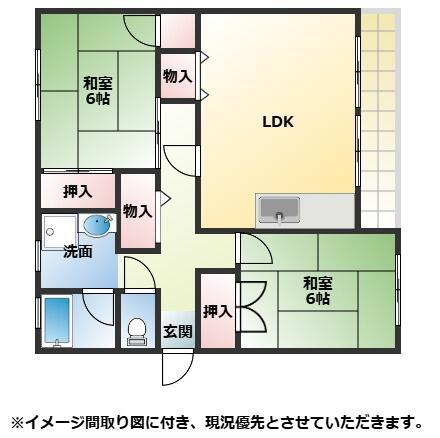 フィールド健軍(2LDK/2階)の間取り写真
