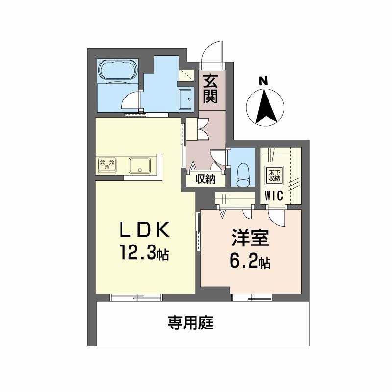 グランフィール(1LDK/1階)の間取り写真