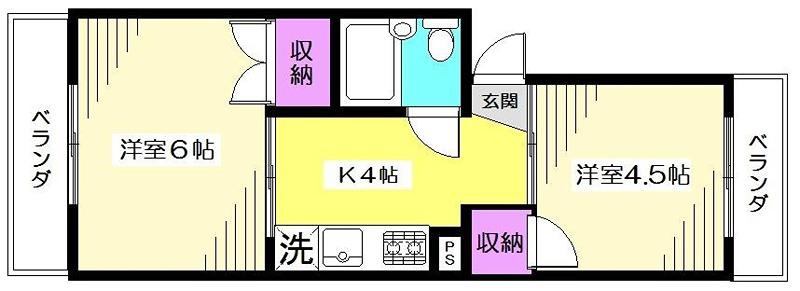 フラット中村橋(2K/2階)の間取り写真