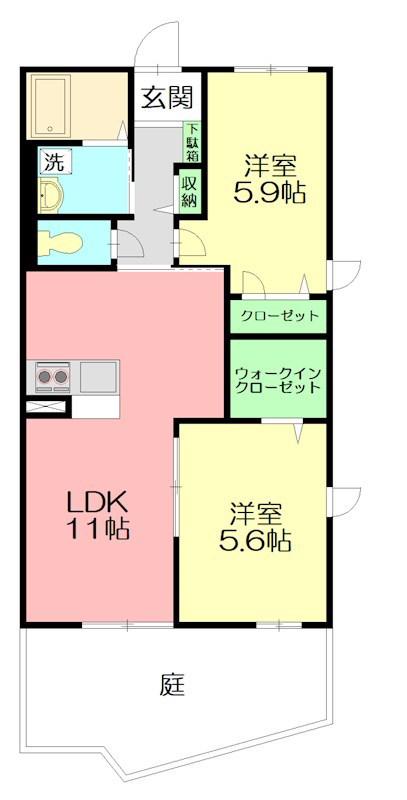 アンビエンテC(2LDK/1階)の間取り写真