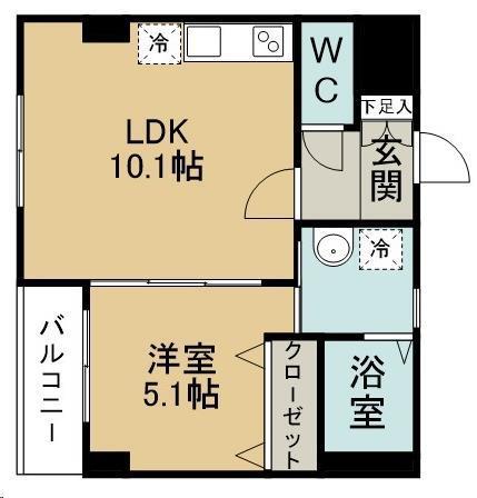 シャルム薬師堂ル・ポン(1LDK/4階)の間取り写真