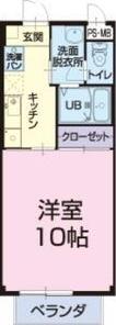 A&N HILLS B(1K/1階)の間取り写真