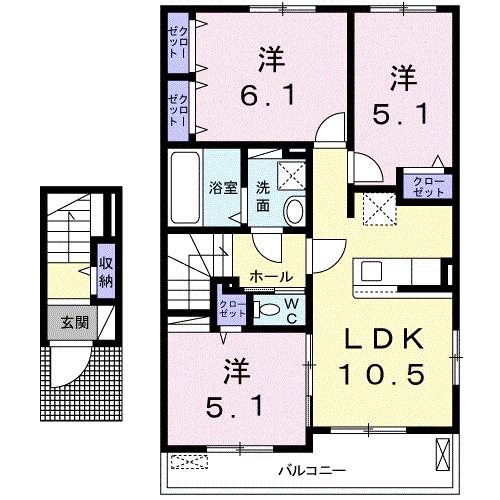 パルグランデII(3LDK/2階)の間取り写真