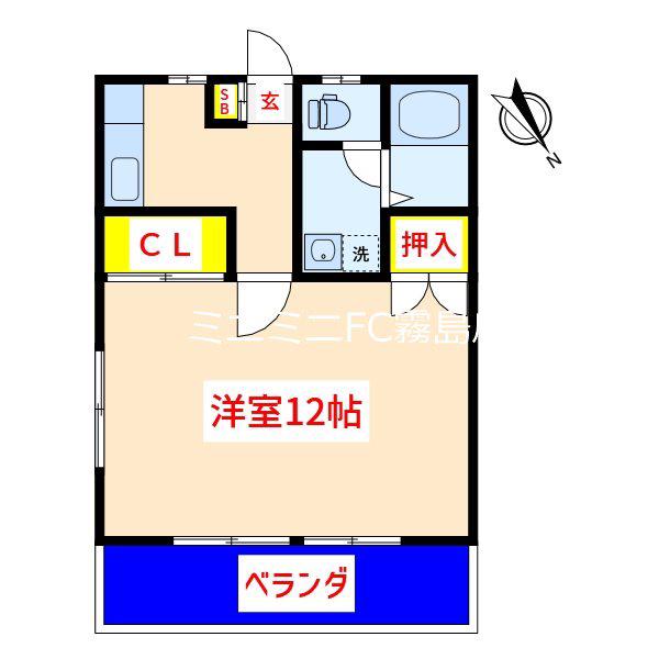 クラージュ(1K/1階)の間取り写真
