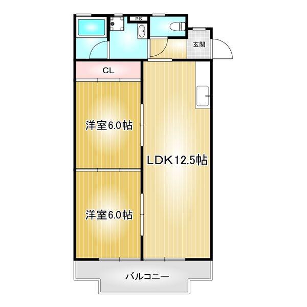 第91プロスパービル(3DK/2階)の間取り写真