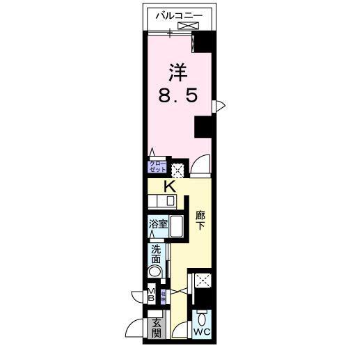 フレスクーラ神楽坂(1K/2階)の間取り写真