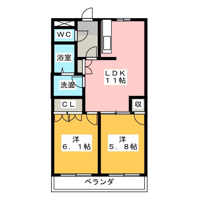ロジュモ(2LDK/2階)の間取り写真