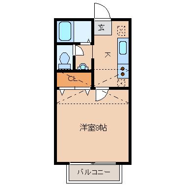 サンシティ沖野C(1K/2階)の間取り写真