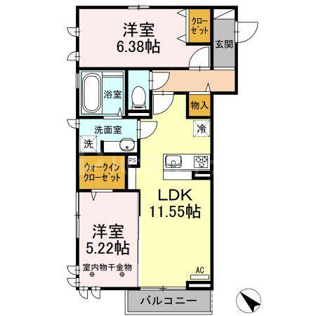 シュペリュール(2LDK/3階)の間取り写真