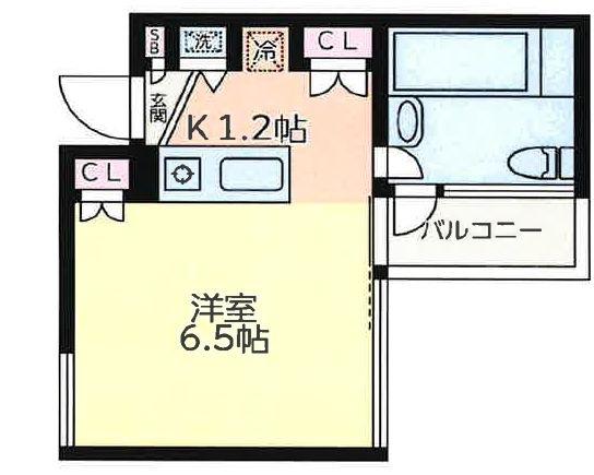 アッパルタメントプラート(1K/4階)の間取り写真