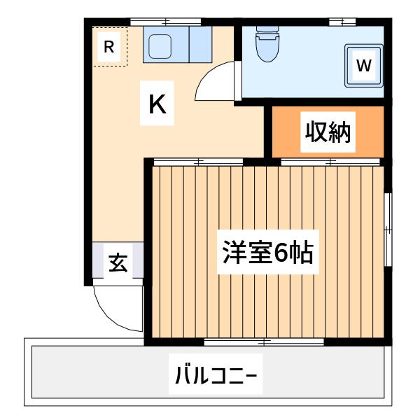 栗原ビル(1K/3階)の間取り写真