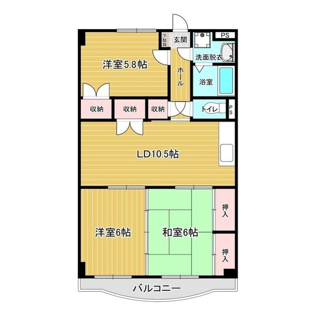 ソレイユ窪田(3LDK/4階)の間取り写真