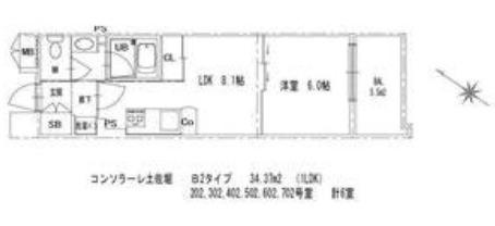 コンソラーレ土佐堀(1LDK/6階)の間取り写真