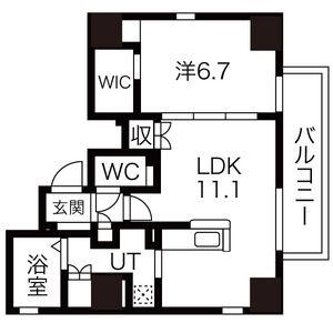 フローラル泉II(1LDK/10階)の間取り写真