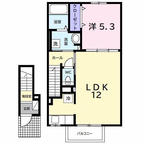 サンヴェール 蔵波 4(1LDK/2階)の間取り写真