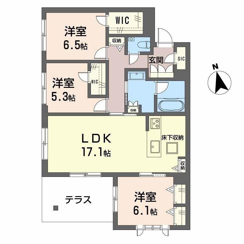 CELFENA 宝塚・川面 HAUTDEGAMME(3LDK/1階)の間取り写真