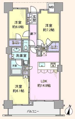 アトラス品川中延(3LDK/1階)の間取り写真