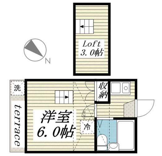 北小金第15レジデンス(1K/1階)の間取り写真