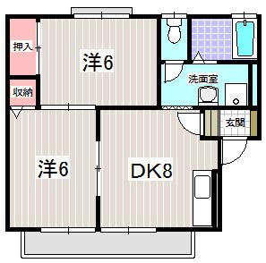 セジュールイシイ(2DK/2階)の間取り写真