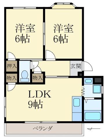 ピースフル21(2LDK/3階)の間取り写真