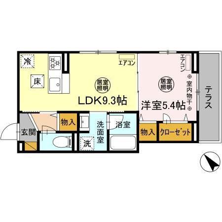 グランチェスタ西船(1LDK/1階)の間取り写真