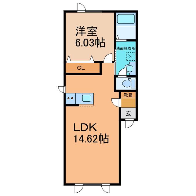 レジデンスやまと五号館(1LDK/2階)の間取り写真
