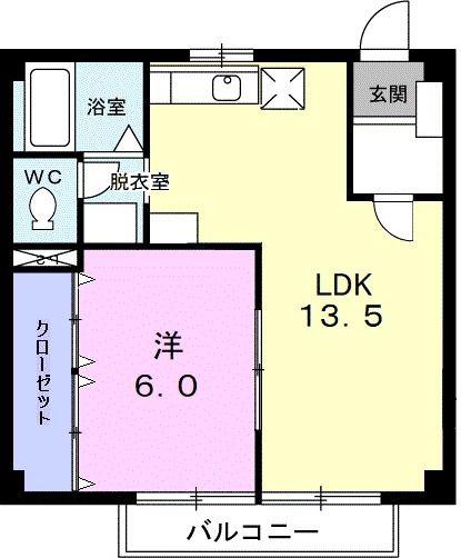 ヴューハイツ西多賀B(1LDK/2階)の間取り写真