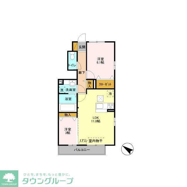 京成本線 八千代台駅 徒歩27分 2階建 築10年(2LDK/1階)の間取り写真