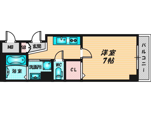 アダージェ小路(1K/2階)の間取り写真