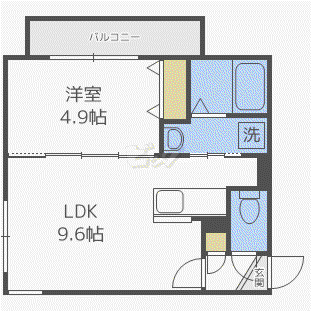 F・WORKS 水車町(1LDK/4階)の間取り写真