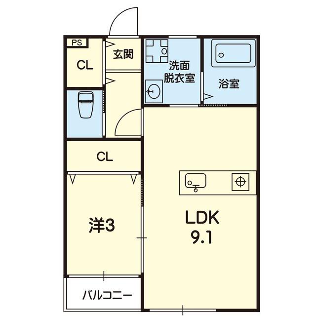 ステラ近見(1LDK/1階)の間取り写真