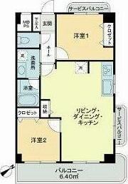 秀和田町レジデンス(2LDK/8階)の間取り写真