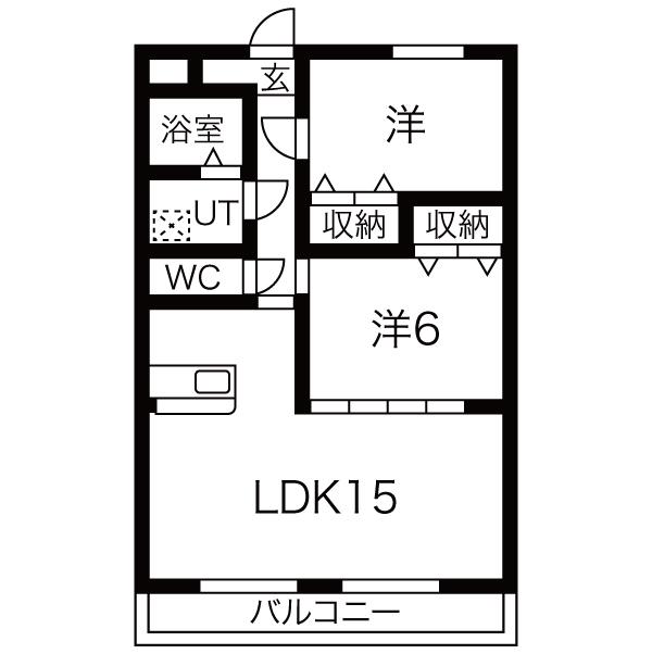 ロイヤル・ふじ(2LDK/6階)の間取り写真