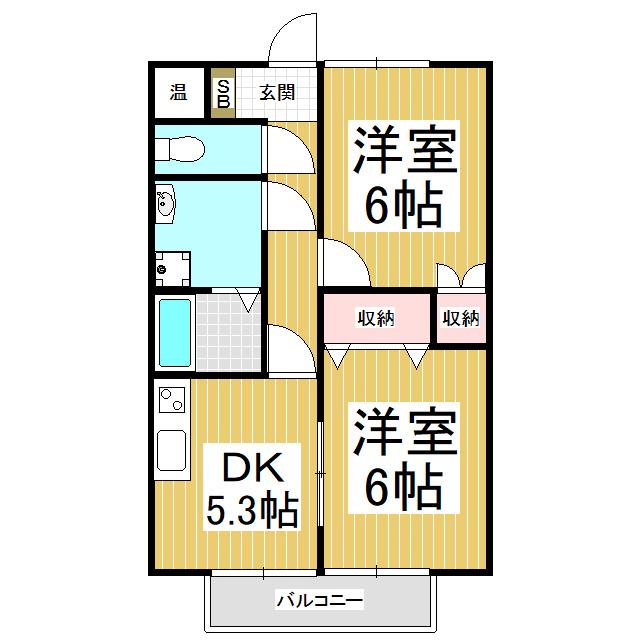 コーポアイA(2DK/2階)の間取り写真