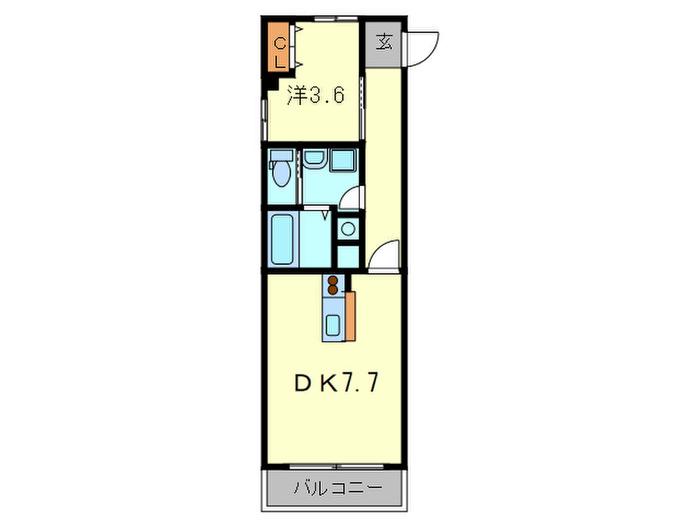 ディアコート西宮北口(1DK/2階)の間取り写真