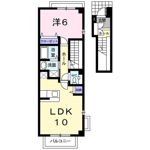 プロムナード(1LDK/2階)の間取り写真