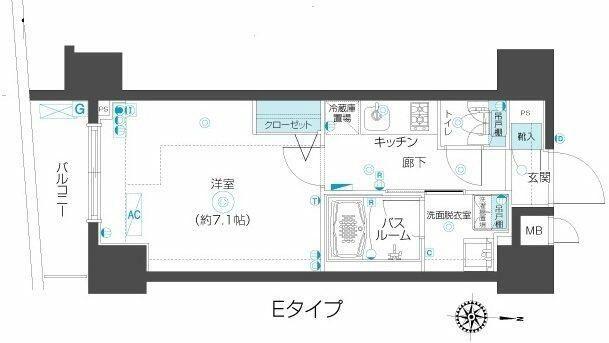 ズーム市谷本村町(1K/4階)の間取り写真