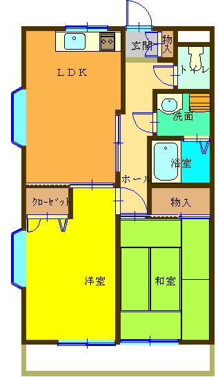 サンライズ(2LDK/3階)の間取り写真