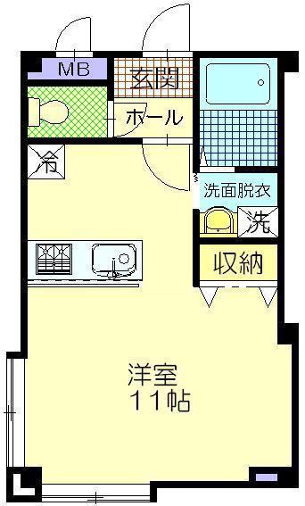 エストロワイヤル(ワンルーム/2階)の間取り写真
