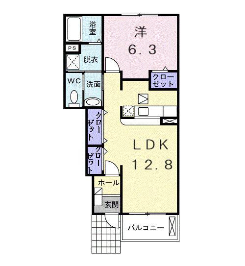 ラネージュI番館(1LDK/1階)の間取り写真