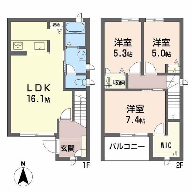 ディアスハリマ(3LDK/1階)の間取り写真