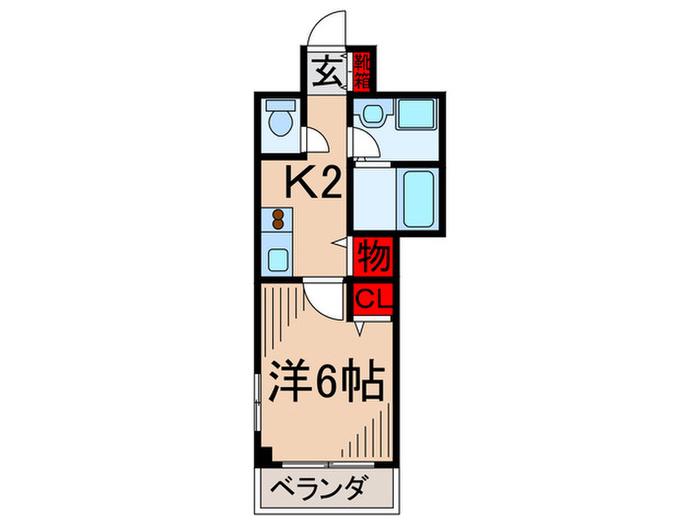 プランドール北上野(1K/2階)の間取り写真