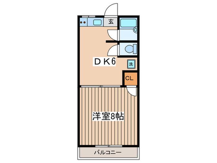 グリーンハイツA棟(1DK/2階)の間取り写真
