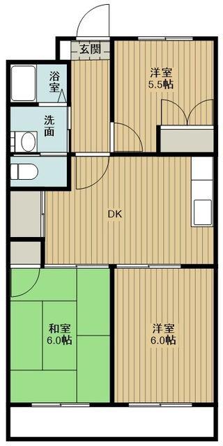 BCASA狭山IIRE-BORN(3DK/1階)の間取り写真