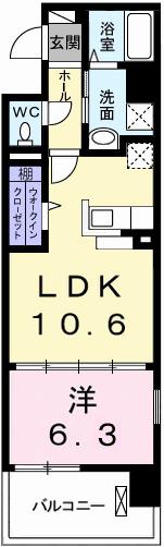 ポーシェガーデン3(1LDK/8階)の間取り写真