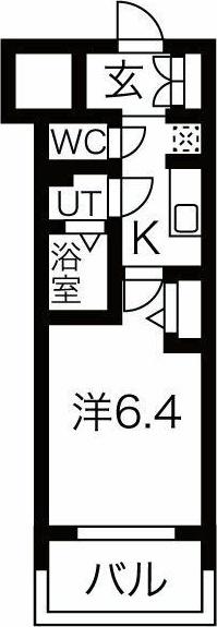 メイクス鶴舞II(1K/5階)の間取り写真