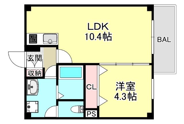 アリビラ六甲(1LDK/3階)の間取り写真